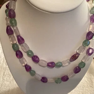 Avon Vintage Tourmaline Impressions Plastic Beaded Boho 34” Necklace 1982  - Picture 1 of 5