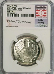 2014-D 50c Eddie Murray Baseball Hall of Fame NGC MS70 Early Releases - Picture 1 of 2