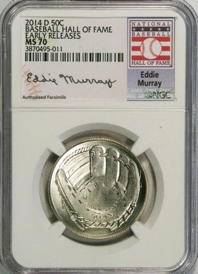 2014-D 50c Eddie Murray Baseball Hall of Fame NGC MS70  Early Releases - Image 1 of 2