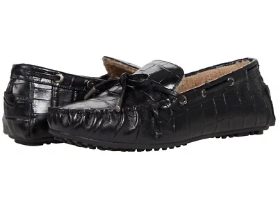 Aerosoles Winter Boater Moccasin Women US 6.5 Black Faux Shearling Shoes JOBB201 - Imagem 1 de 4