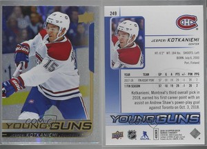 2018-19 Upper Deck Young Guns Speckled Rainbow Foil Jesperi Kotkaniemi Rookie RC