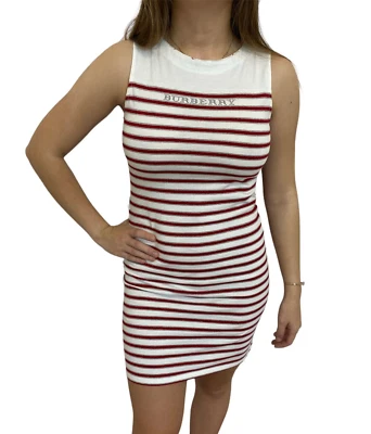 Burberry без рукавов в полоску мини-платье логотип белый/красный размер 14Y/158 см - Изображение 1 из 4