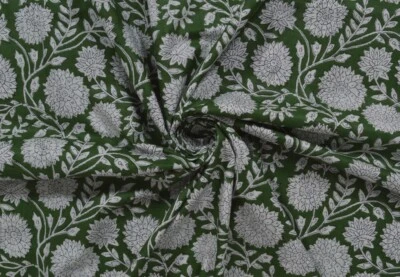 Индийская хлопчатобумажная беговая ткань россыпью для рукоделия с цветочным принтом в ярдах - Изображение 1 из 4