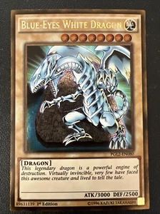 Vintage 1996 Yugioh PGL2-EN080 Blue-Eyes White Dragon Holo Card 1st Edition #2 - Picture 1 of 24