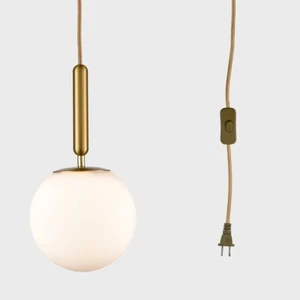 Mid Century Plug in Pendant Lighting with Cord,Gold Chandelier Hanging Light - Picture 1 of 9