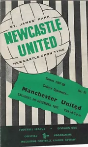 NEWCASTLE UNITED V MANCHESTER UNITED ~ 9 DICEMBRE 1967 PROGRAMMA 1° DIVISIONE - Foto 1 di 1