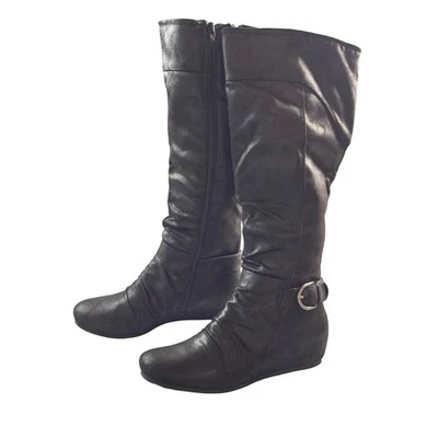 Botas de montar BareTraps Starling negras acanaladas altas cuña lateral cremallera mujer talla 8,5 M Foto 1 de 4