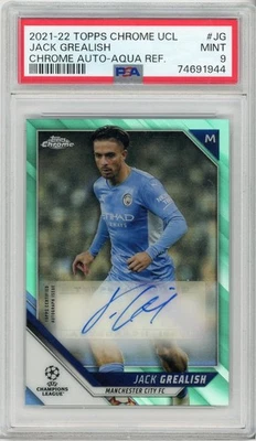 2021-22 TOPPS CHROME JACK GREALISH #CA-JG AQUA REFRACTOR AUTO #/199 PSA 9 - Image 1 of 2