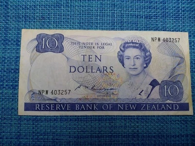 🇳🇿 New Zealand 10 dollars Russell P-172b 1988 vf Banknotes 112025-5 - Image 1 of 3