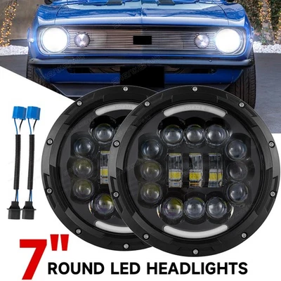 For Chevrolet Camaro 1967-1981 7" Round LED Headlights Amber Halo DRL Angel Eyes - Imagem 1 de 4