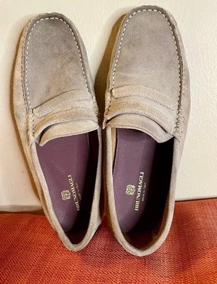 Bruno Magli "Xeleste" Moc Toe Suede Penny Loafer Slip On Taupe 10.5 - Image 1 of 4