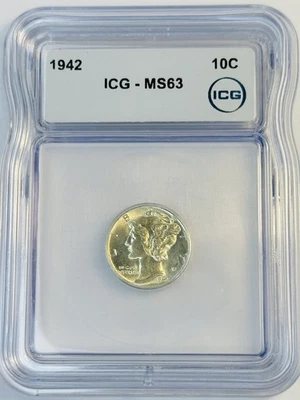 1942 10C  Mercury Dime US Silver 90% ICG MS63 (511.606) - Image 1 of 4
