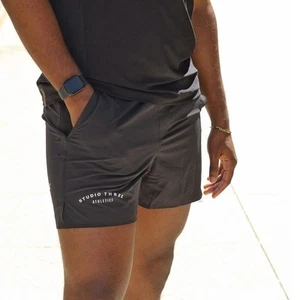 Studio Three x Ten Thousand Interval Lined Short Large Size Black 5" - Picture 1 of 8
