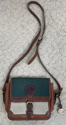 Vintage 80s Dooney & Bourke All Weather Leather Green 2 Tone Mini Crossbody Bag - Image 1 of 4