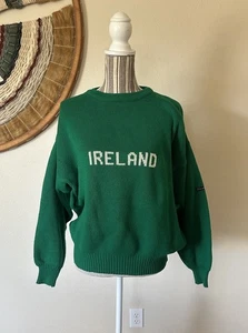 Suéter Tejido Irlanda Verde Años 70 Vintage Castillo de Blarney Mujer L - Imagen 1 de 8