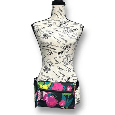 Vera Bradley Black Pink Floral Belt Bag Fanny Pack  Adjustable Waist Travel Boho - Image 1 of 4