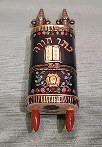 Jacob Rosenthal Judaica Collection Ceramic Mezuzah Hinged Trinket Box - Picture 1 of 10