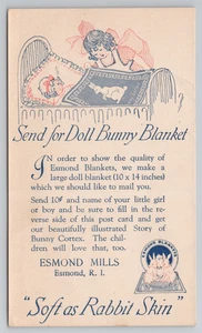 Esmond RI Edmond Decken Send for Doll Bunny Decke Werbung Postkarte - Bild 1 von 4