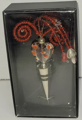 Пробка для бутылки Ganz металлическое стекло бисер красное серебро - Изображение 1 из 4