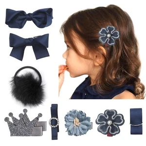Baby Girl Hair Bow Clips Hair Ties Set School Girl Uniform Hair Accessories 9... - Picture 1 of 7