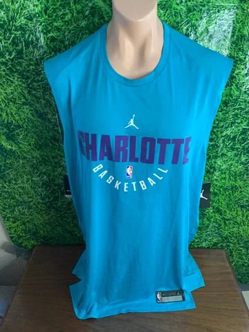 NBA Charlotte Hornets Basketball Sleeveless Shirt Teal Jordan Size 2XLT Cover