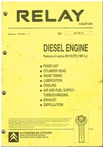 CITROEN RELAY Mk1 2.0 LITRE DW10UTD DIESEL ENGINE 2001 FACTORY WORKSHOP MANUAL - Picture 1 of 1