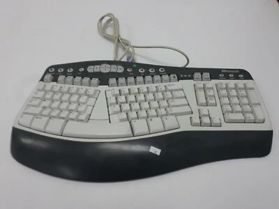 Microsoft Natural Multimedia Keyboard 1.0A RT9470 vtg ergonomic PS2 wired - Image 1 of 4