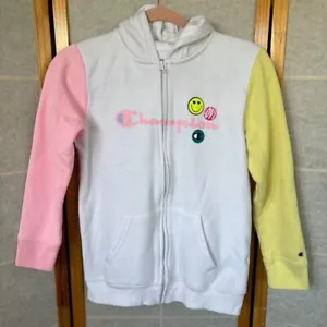 Champion Zip Up Hooded Sweatshirt Girls size Large Y2K Pockets Embroidered - Picture 1 of 12