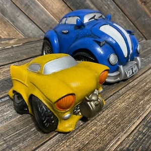 resin cars coin bank piggy bank shelf sitter decor decorative lot of 2 - Picture 1 of 13
