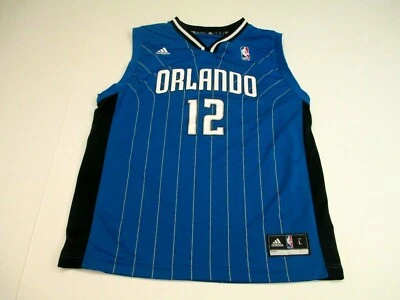 NBA Orlando Magic 12 Dwight Howard Boys Large 14-16 Adidas Blue Pinstripe Jersey - Image 1 of 4