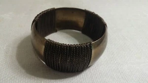 Vintage Rope Textured Wire Wrapped Brass 2.5" Diameter Bangle Bracelet - Picture 1 of 3