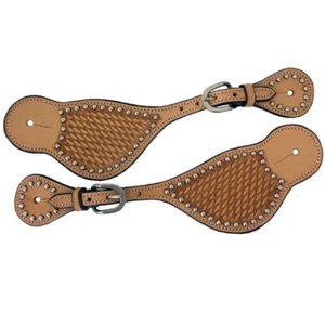 Western Spur Strap Cestino Stampato Intreccio con Borchie Metallo Pelle Stampata - Foto 1 di 1