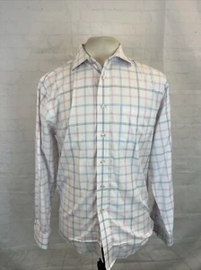 TAILORED Jos A. Bank Men's White Blue & Pink Plaid Cotton Dress Shirt M $108 - Picture 1 of 8