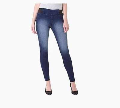 MUJER JUNIORS Talla M JORDACHE TIRO BAJO LAVADO OSCURO JEGGINGS SIN CORDONES, AZUL Foto 1 de 4