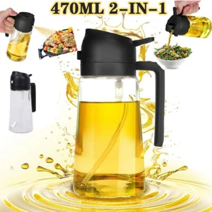 2-in-1 450ML Glass Oil Sprayer and Dispenser Spray Bottle Cooking Dispensers - Picture 1 of 10