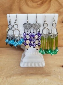 handmade beaded Chandelier dice earrings D&D Dungeons and Dragons geek Nerd - Picture 1 of 6
