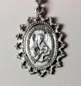 Our Lady of Perpetual Help Pray for Me Sterling Silver Pendant 18” Chain – 5569 - Picture 1 of 4
