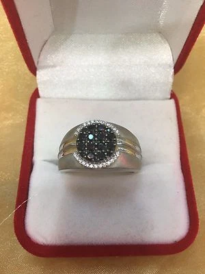 Anillo para hombre de plata de ley 925 con circón negro Foto 1 de 4