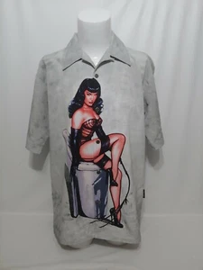 Dragonfly Clothing Co Bettie Page Pin Up Girl Short Sleeve Shirt Mens Large - Picture 1 of 5