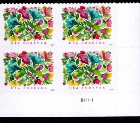 US Celebration Blooms Forever Plate Block of 4 Scott #5849 - Image 1 of 1