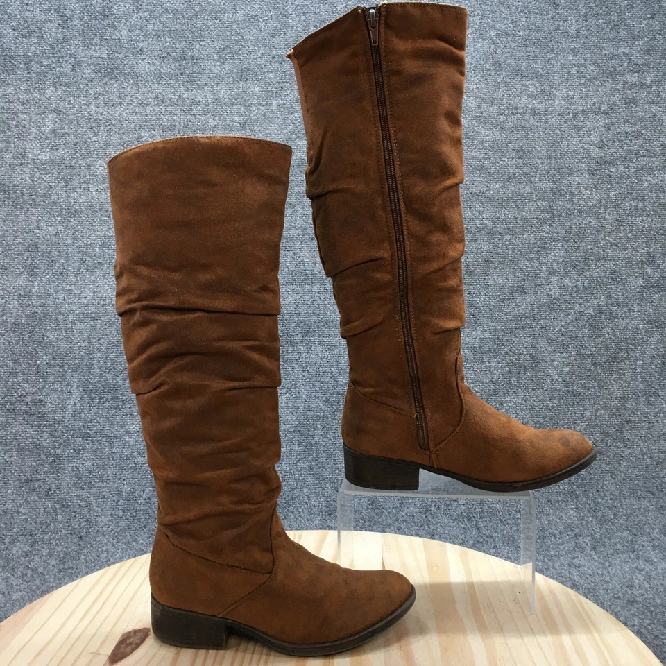 Steve Madden Botas Altas Juveniles 4Y Marrón Hasta la Rodilla Cremallera Lateral Informal Imitación Gamuza Foto 1 de 4