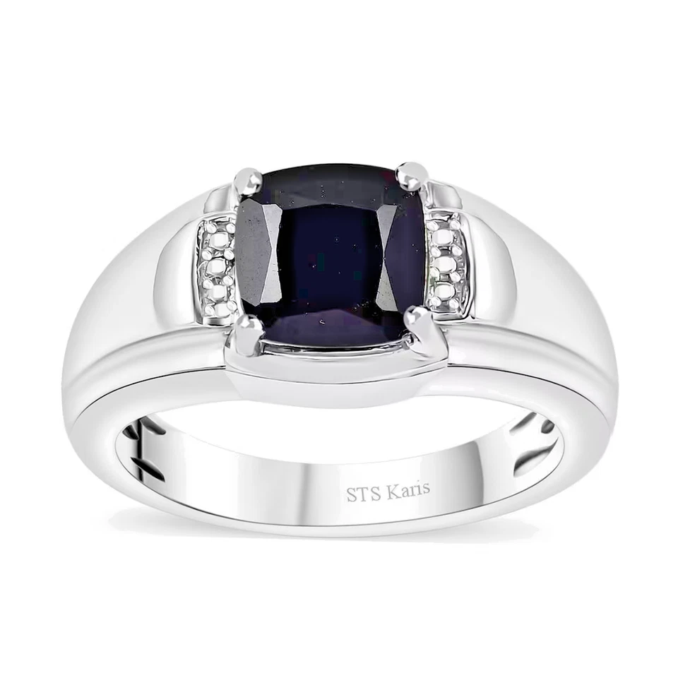 Тайский черный шпинель мужское кольцо в платине облигации из нержавеющей стали на Karis размер 14 новый - Изображение 1 из 4