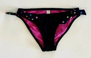 Aeropostale Sz XS Black Bikini Swim Bottom Side Ties Appliqué Signature on Back - Picture 1 of 3