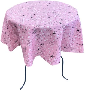 BANDANNA - Round Print Poly Cotton Tablecloth Bandanna Pink - Picture 1 of 1
