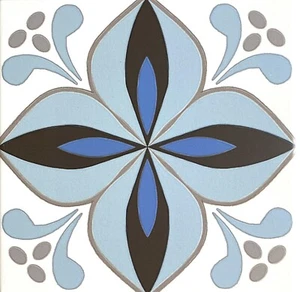 Azulejos de porcelana de agua/tinta azul 8,7 x 8,7 Cafe De Paris (CAJA 10) - Imagen 1 de 6
