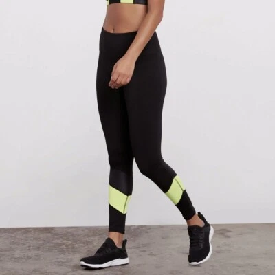 BCBGMAXAZRIA Leggings Cintura Alta Bloque Color Negro Talla L  Foto 1 de 4