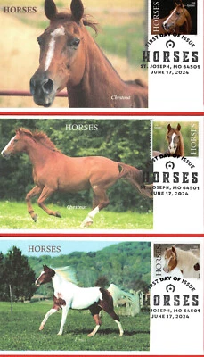 HORSES, 2024 Set of 5 Different First Day Covers, Pictorial Cancels - Image 1 of 4