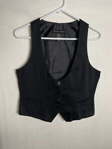New York & Company Business Work Stretch Black Vest Waistcoat Size 6