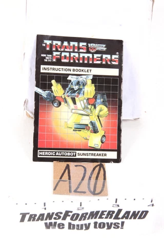 Sunstreaker Instructions 1984 Vintage Hasbro G1 Transformers Action Figure Cover