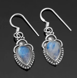 Pear Cut Moonstone 925 Sterling Silver Dangle Earrings Gemstone Ladies Jewellery - Picture 1 of 6